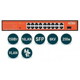 WI-PS518GH коммутатор неуправляемый PoE Wi-Tek