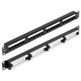 EC-URP-24-UD2 Патч-панель 19" NETLAN, 1U, 24 порта, Кат.5e, неэкранированная, черная.