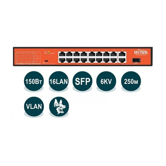 WI-PS518GH коммутатор неуправляемый PoE Wi-Tek