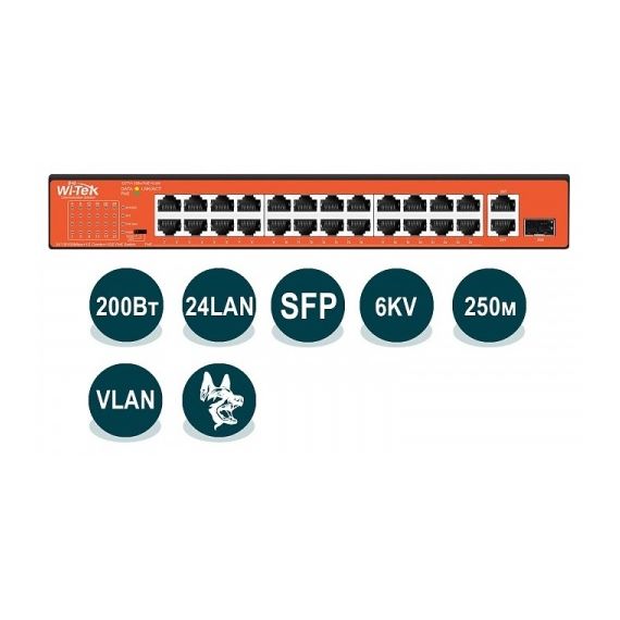 WI-PS526GH коммутатор неуправляемый PoE Wi-Tek